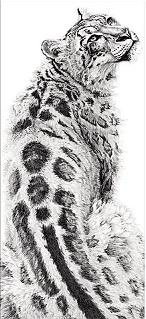 Black and white diamond dot painting of Leopard