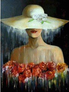 Lady in white hat