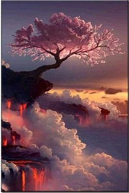 Pink Tree in clouds