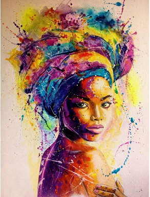 Watercolour African Lady